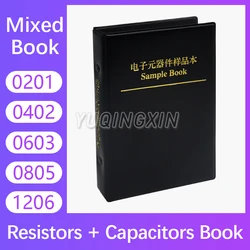 Capacitor Resistor Mixed Book 0201 0402 0603 0805 1206 1% SMD Chip Resistance 0R-10M Capacitance Assortment Kit Sample Set