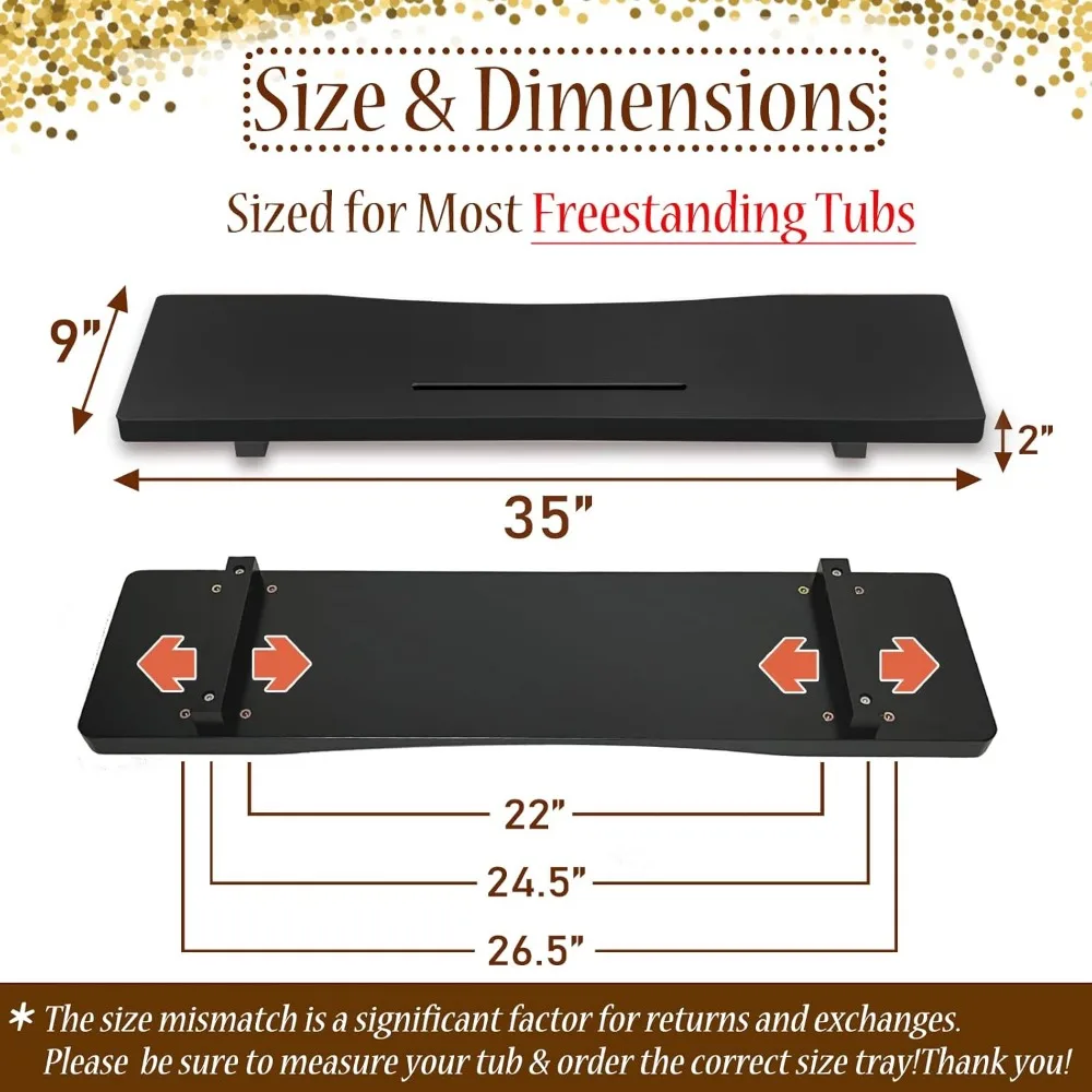 

Adjustable Bamboo Bathtub Tray Caddy with Phone Slot, Minimalist Bath Table for Women Spa Relaxation