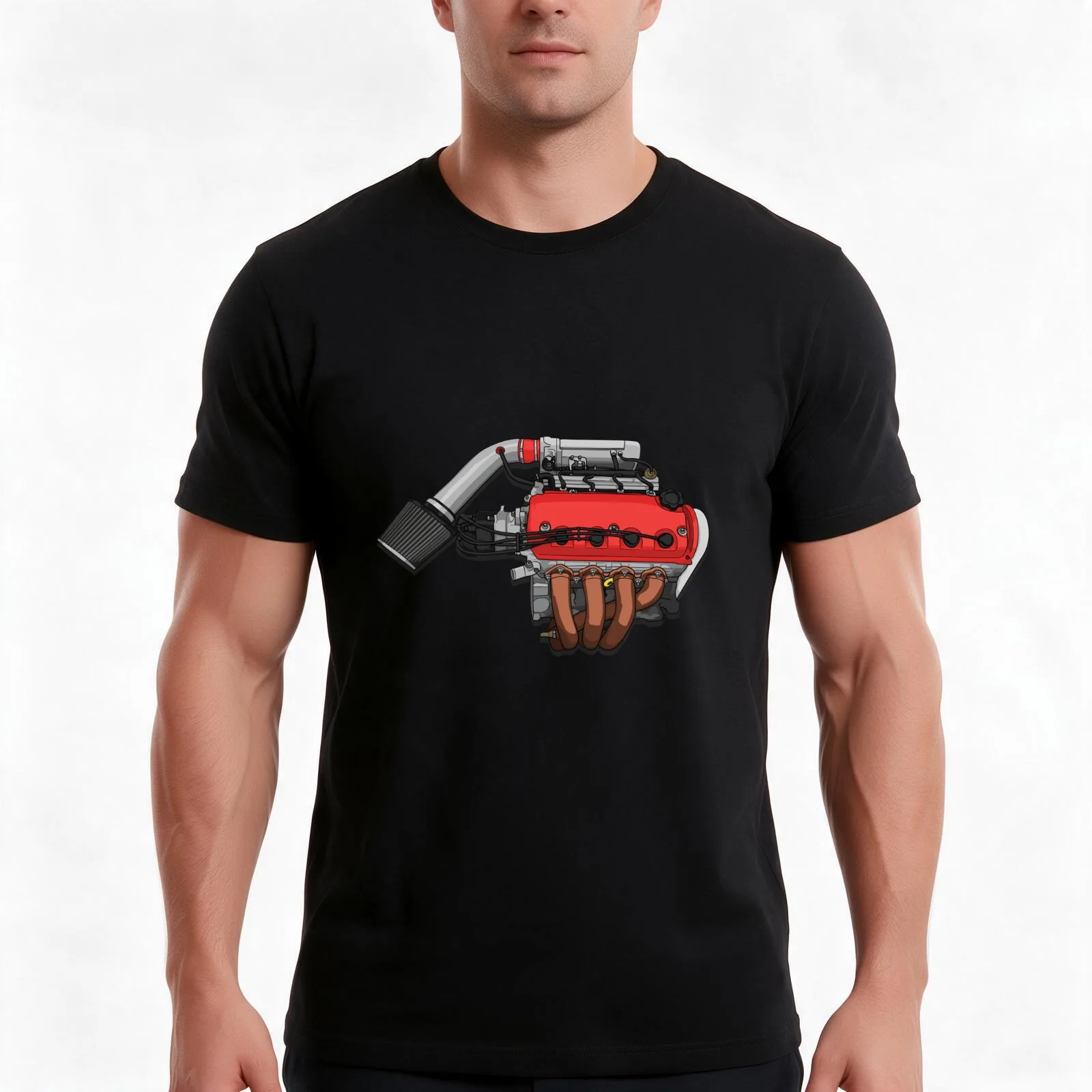 D16 Engine sticker T-Shirt Summer Casual Cotton Tee Oversized Streetwear Tops Vintage Graphic Print Loose Fit Short Sleeve