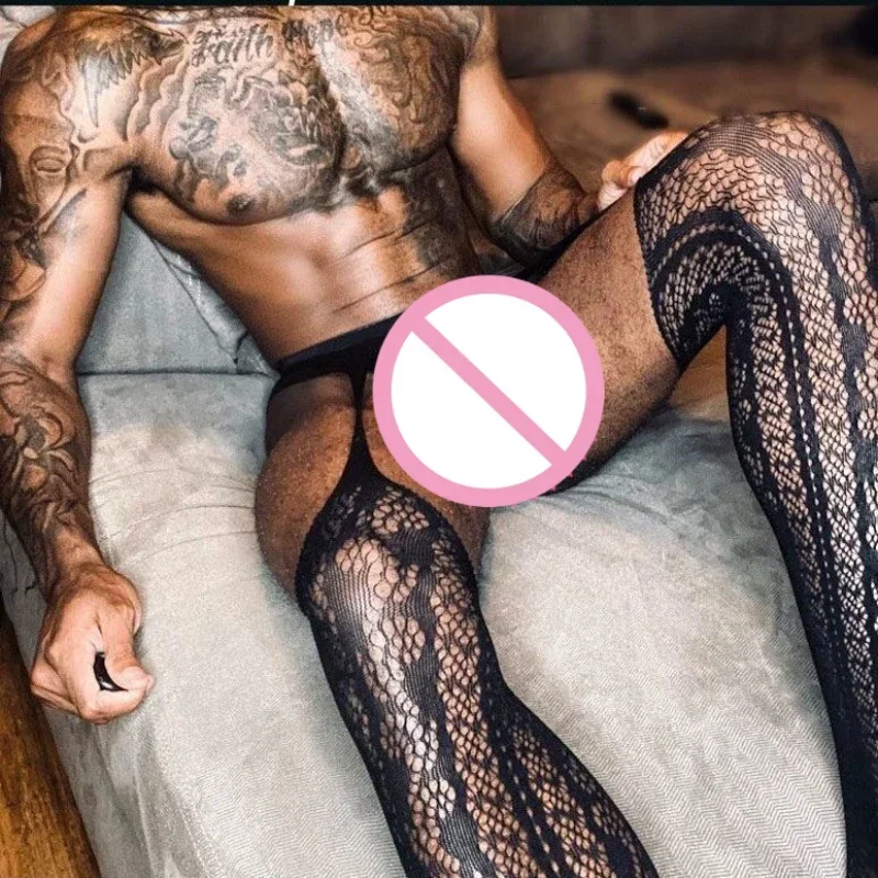 2024 Men\'s Open Crotch Pantyhose Transparent Sissy Exotic Gay Sexy Tights Boy Friend Gay Bodysuit Men Ultra Thin Body Stockings