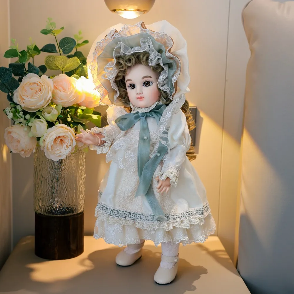 16 Inch Thick Soup Retro BJD Doll Victorian Style Vinyl Doll Can Pose Spherical Joint Doll For Boys Girls Toys Gift With Bracket