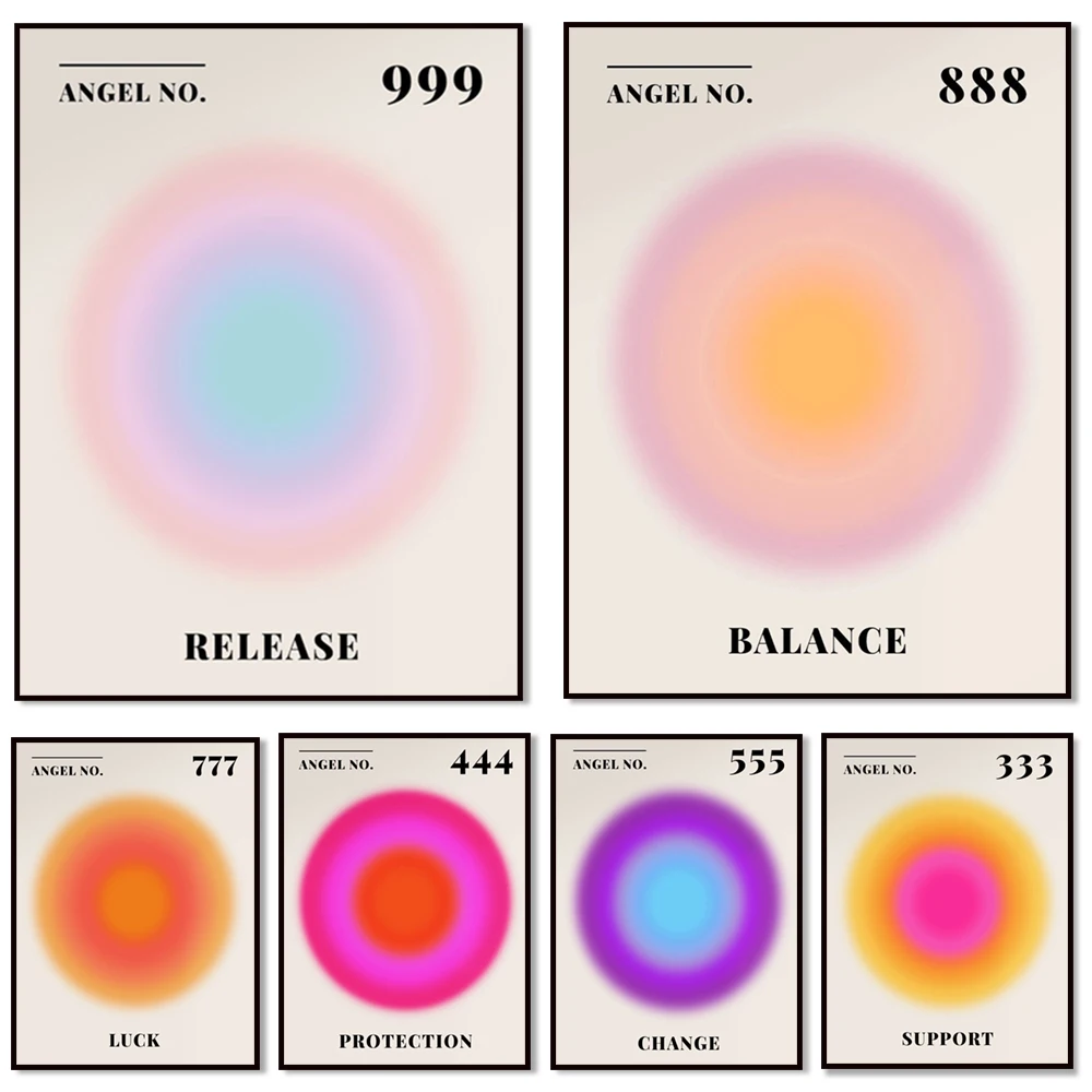 Gradient Angel Number Premium Print, Protector Angel Number, Gradient Art Aura Aesthetic Print, Gradient Poster