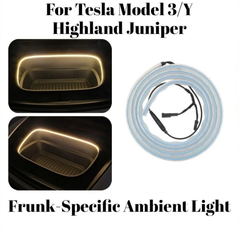 For Tesla Model 3/Y Highland Juniper Frunk-Specific Ambient Light Invisible LED Light Strip for Front Trunk Turns When Opened