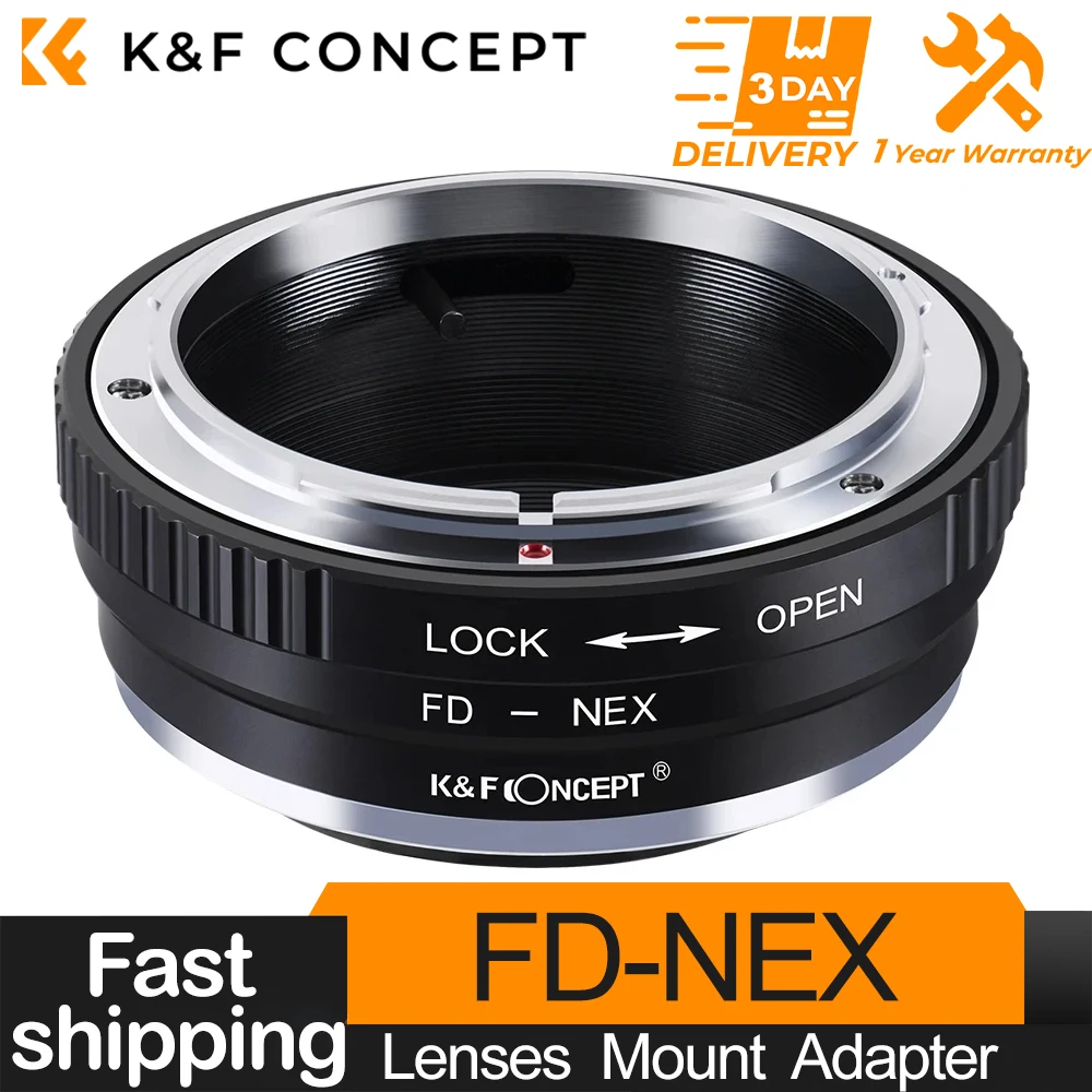 K&F Concept Lens Mount Adapter FD to NEX Compatible for Canon FD FL Lens to NEX E-Mount Camera Compatible for Sony NEX-7 NEX-6