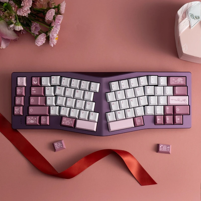 Keycaps PBTfans Blush ABS Keyboard Mekanik Kustom Dua Warna MX Keycaps Pink Lucu Manis Keycaps Cheery Factory Height