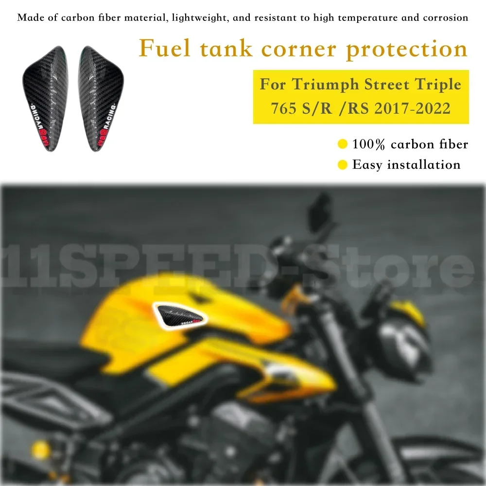 For Triumph Daytona Moto2 765 / Street Triple 765 S R RS 2017-2022 Motorcycle Carbon Fiber Fuel Tank Protection Cover Side Cover