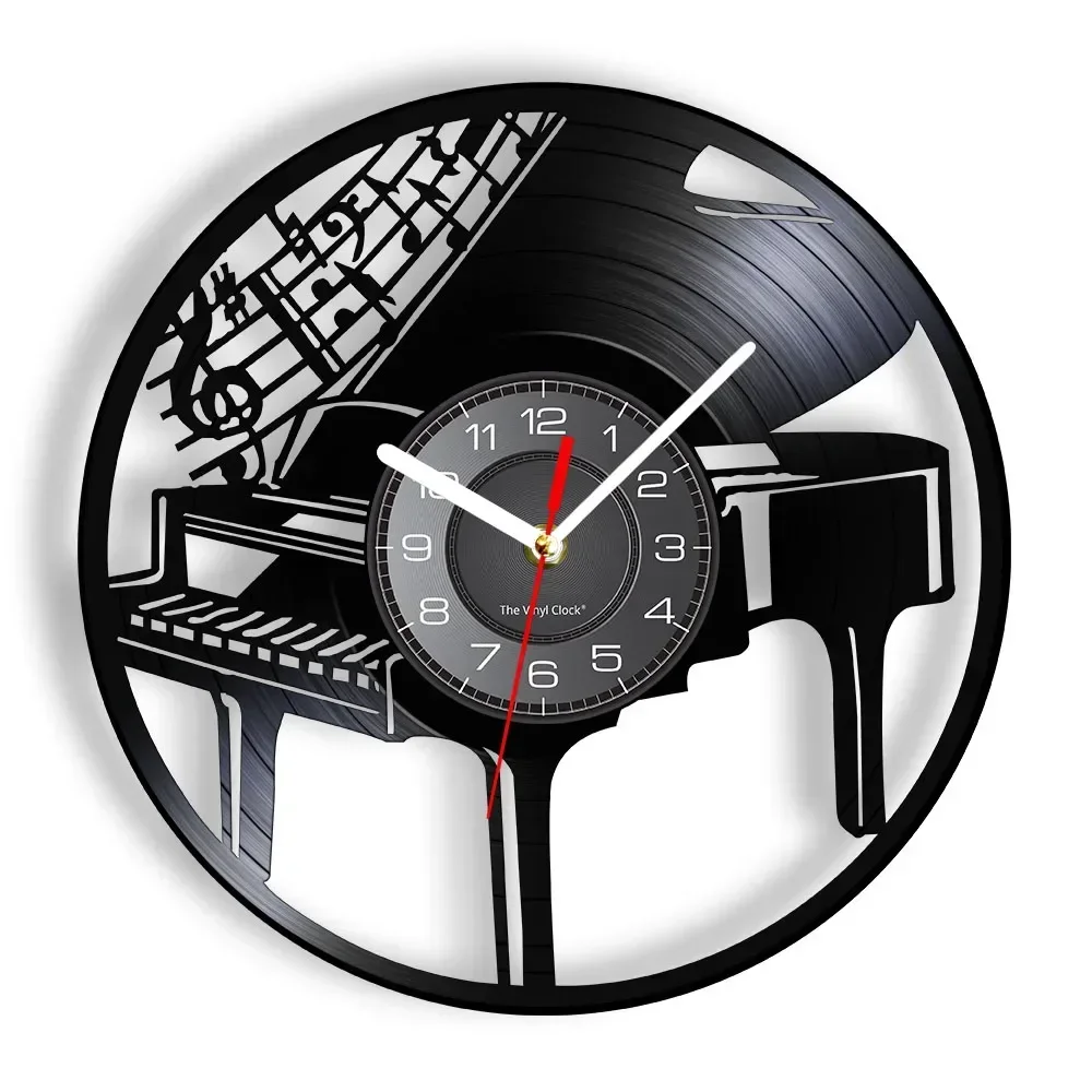 Musical Instrument Piano Wall Clock Musical Notes Melody Grand Piano Sheet Music Vinyl Record Wall Clock Pianist Musicians Gift