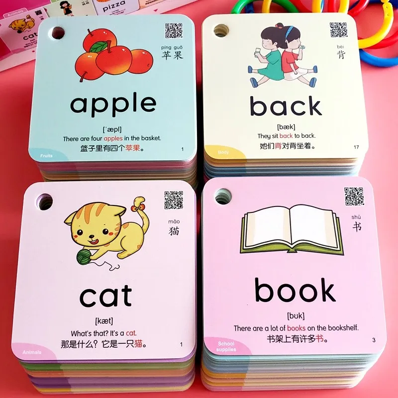 Montessori Educational Flash Cards 600 Cognitive Learning Cards Kids Discover Animal Shapes Colors Fun Toys Gifts Children Book