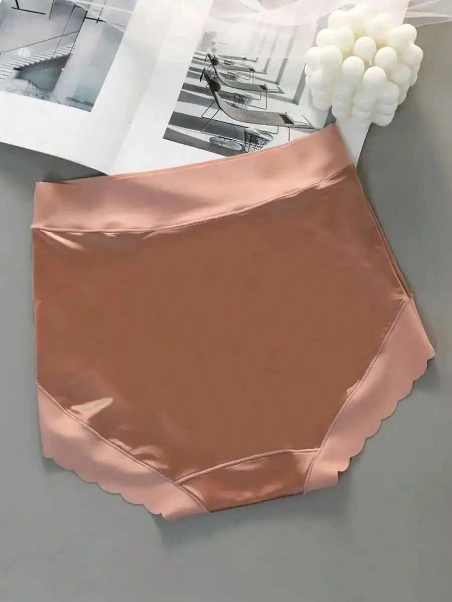 

4pcs Luxury Satin Women Seamless Mid-Waist Soft High Elastic Briefs