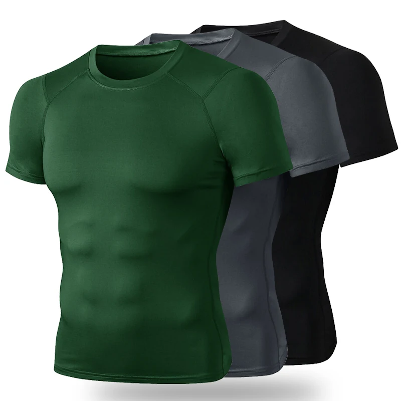 

(S-2XL)Men's Quick Dry T-shirt Tight Elastic Fitness Tops Sport Training Gym Running Jogging Tee Shirt Teenager Male Tank Tops