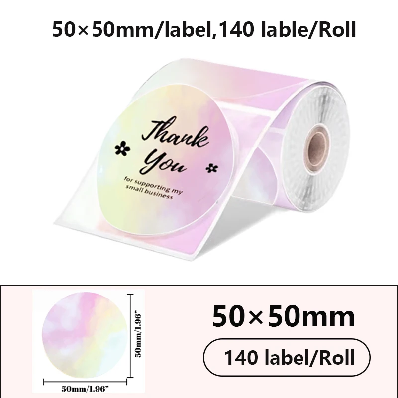 50x50 Neuer Thermo-Etikettendrucker Aufkleber Selbstklebender Farblaser-Thermopapieranzug für Phomemo M110 M200 M120 E210 Etikettendrucker
