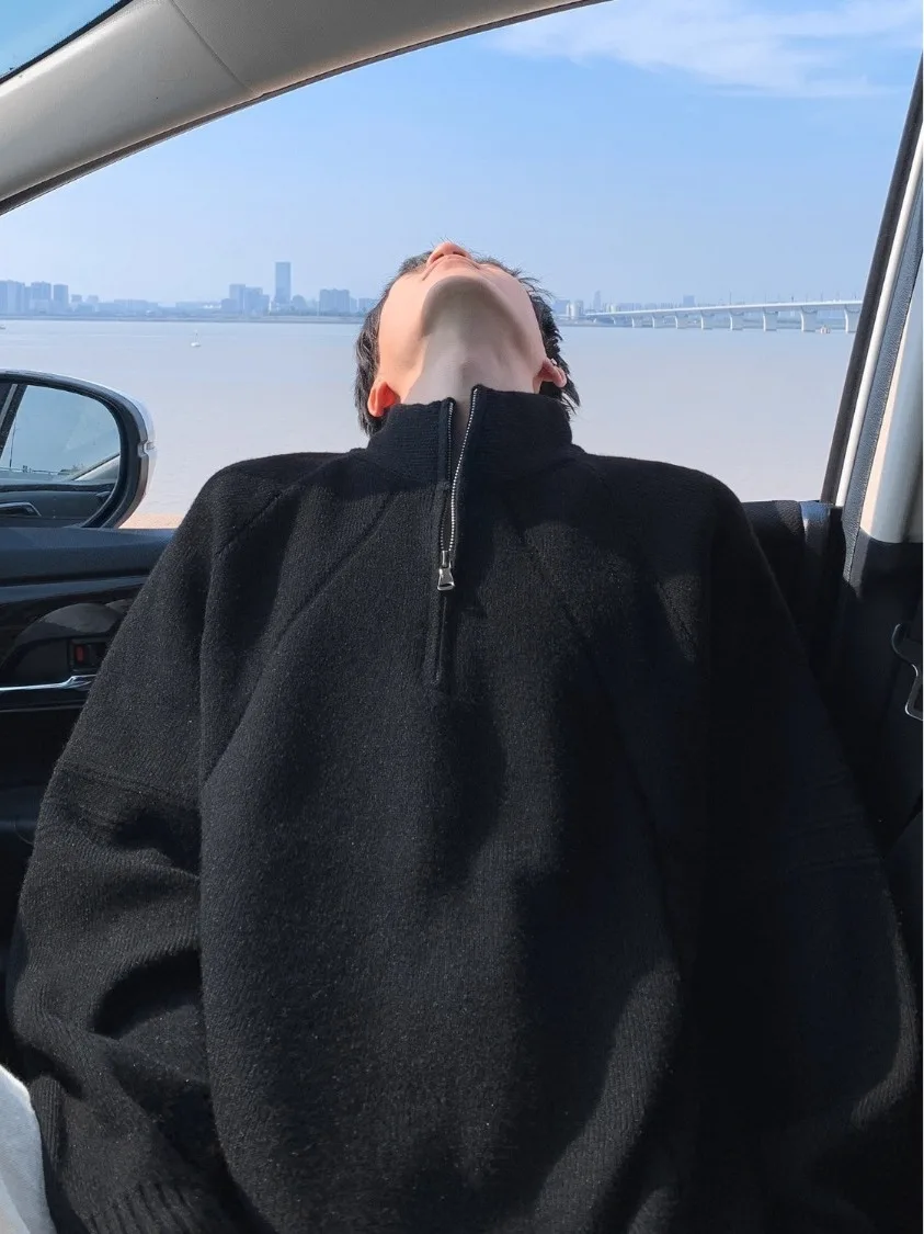 

Мужской свитер Bla f с воротником-стойкой на молнии, свободный вязаный кардиган в американском стиле, осенне-зимняя модная новинка 2025 года