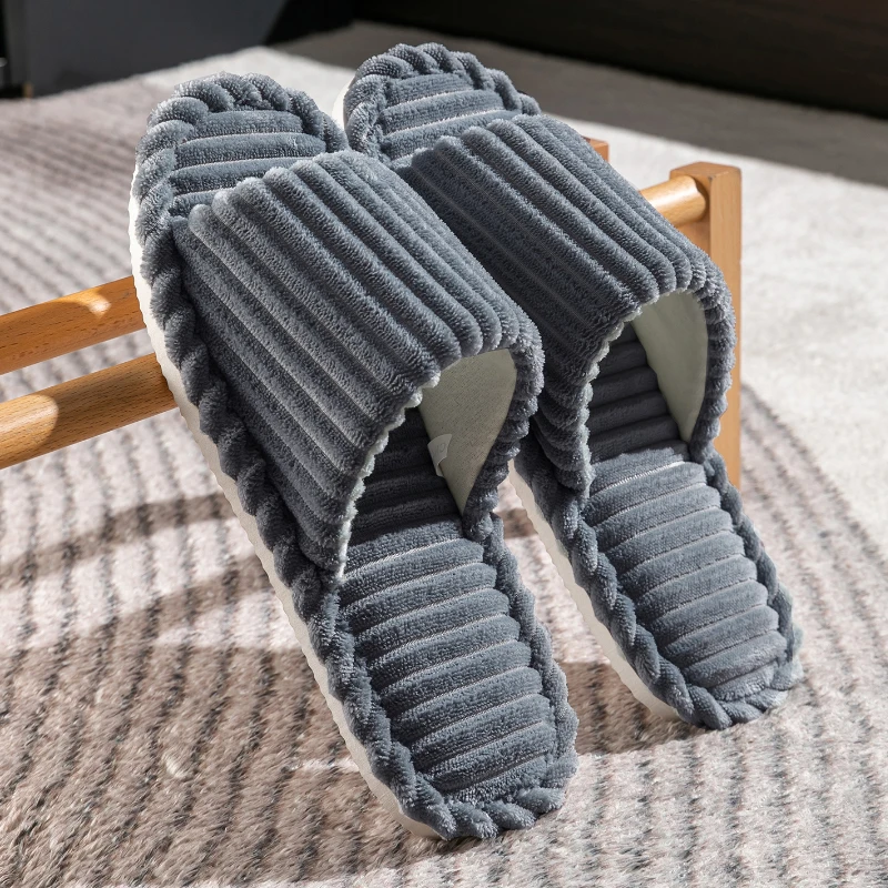Men's Open-Toe Flat Slippers Spring Fall Indoor Bedroom Breathable Lightweight Quiet Comfortable All-Season House Unisex Shoes