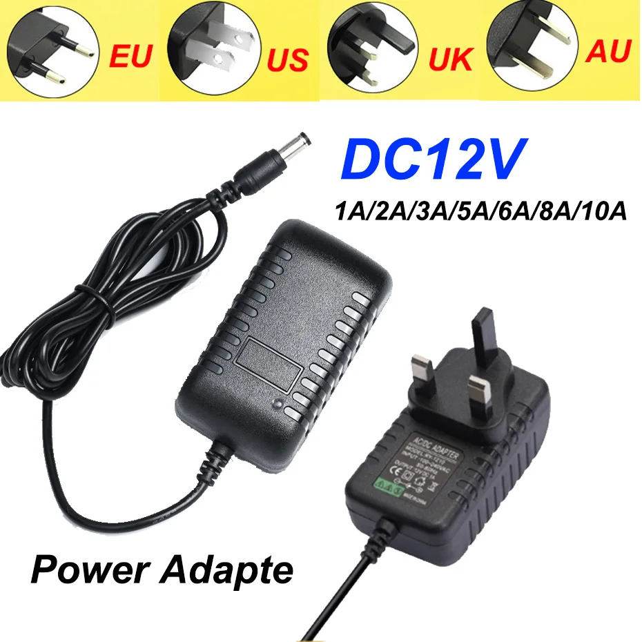 DC12V Switch Power Supply Charger AC 110V 220V To 1A 2A 3A 5A 6A 8A 10A LED Driver Adapter Lighting Transformer EU/US/AU/UK Plug