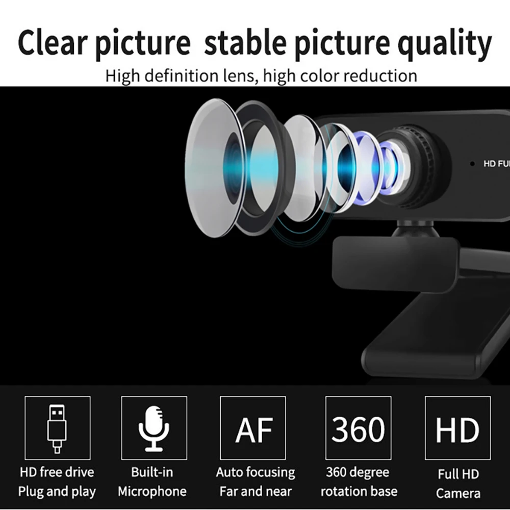 4K Webcam 1080P Mini Camera 2K Full HD Webcam with Microphone 30fps USB Web Cam for Auto Focus PC Laptop Video Shooting Camera