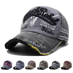 Unisex Letter Embroidery Washed Baseball Cap Spring and Autumn Outdoor Adjustable Casual Hats Sunscreen Hat
