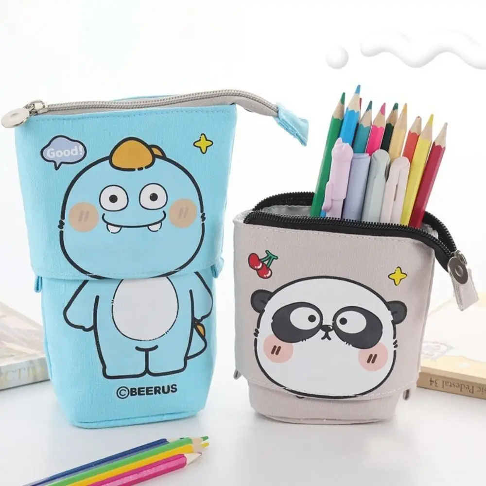 Zipper Closure Retractable Pencil Case Large Capacity Pop Up Design Zipper Storage Box Big Storage Pen Box Office Supplies