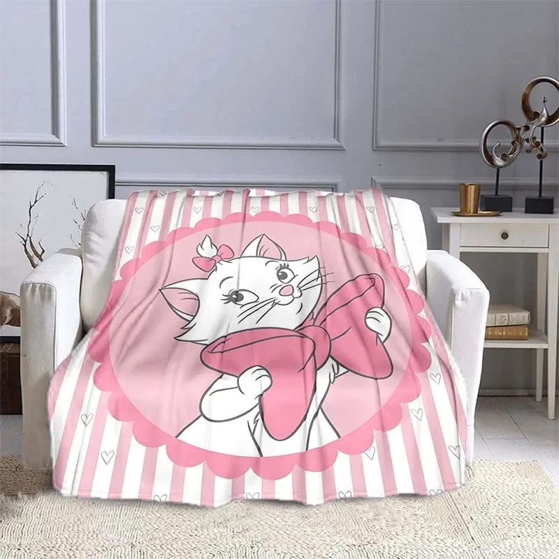 Pink Disney Cat Marie Printed Blanket Children Adult Blanket Soft and Warm Bedding for Bed Sofa Outdoor Travel Cover Blanket