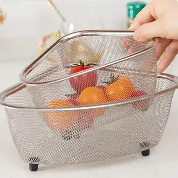 Kuchyňský dřezový košík na odpad z nerezové oceli trojúhelníkový úložný prostor na potraviny, zeleninu, loupání vajec, filtr na potraviny, organizér na kuchyňské police, odtokový koš 8 nejlepší prodej trojúhelníkové úložné koše - №2