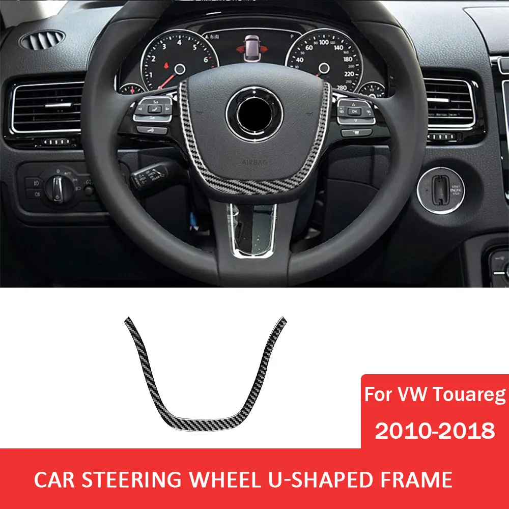 

Car Steering Wheel U-shaped Frame Trim Sticker Carbon Fiber Decal for Volkswagen VW Touareg 2010-2018 Auto Interior Accessories