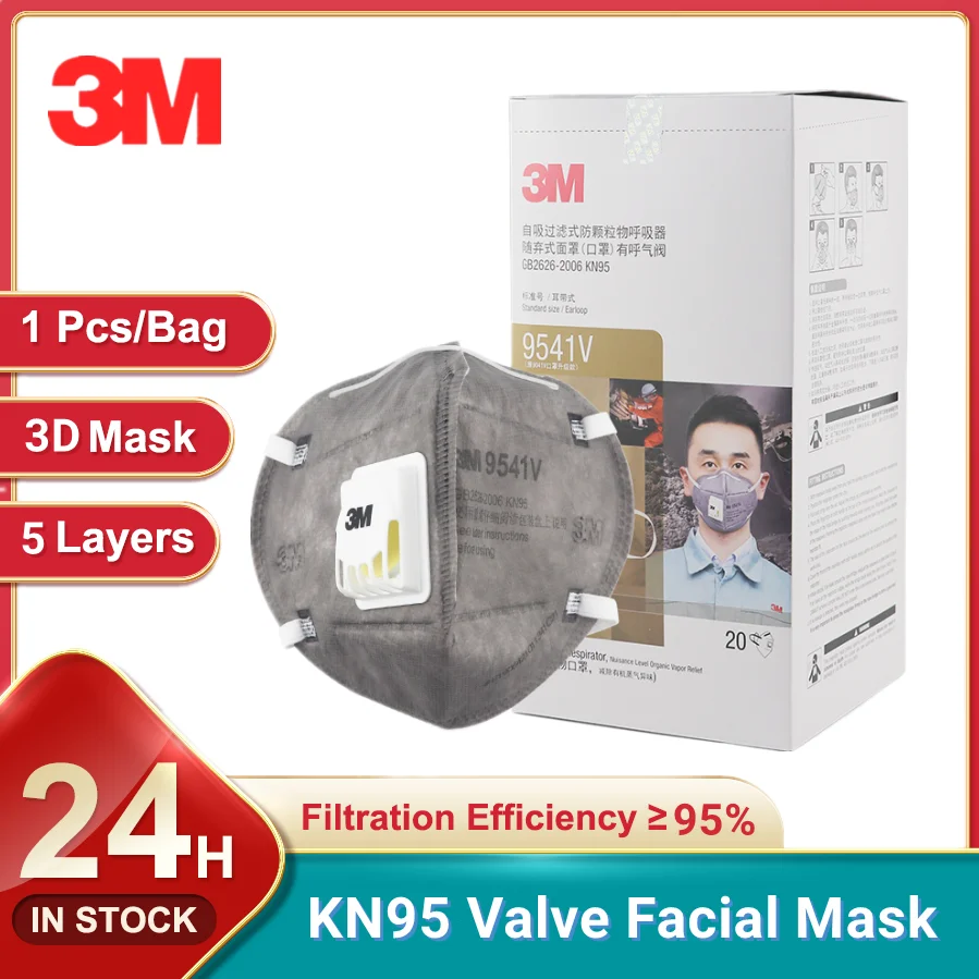 3M KN95 Mask 9541V/9542V Reusable Approved Mascarilla Valve Organic Gas Safety Individual Package Face Mask Mascarillas In Stock