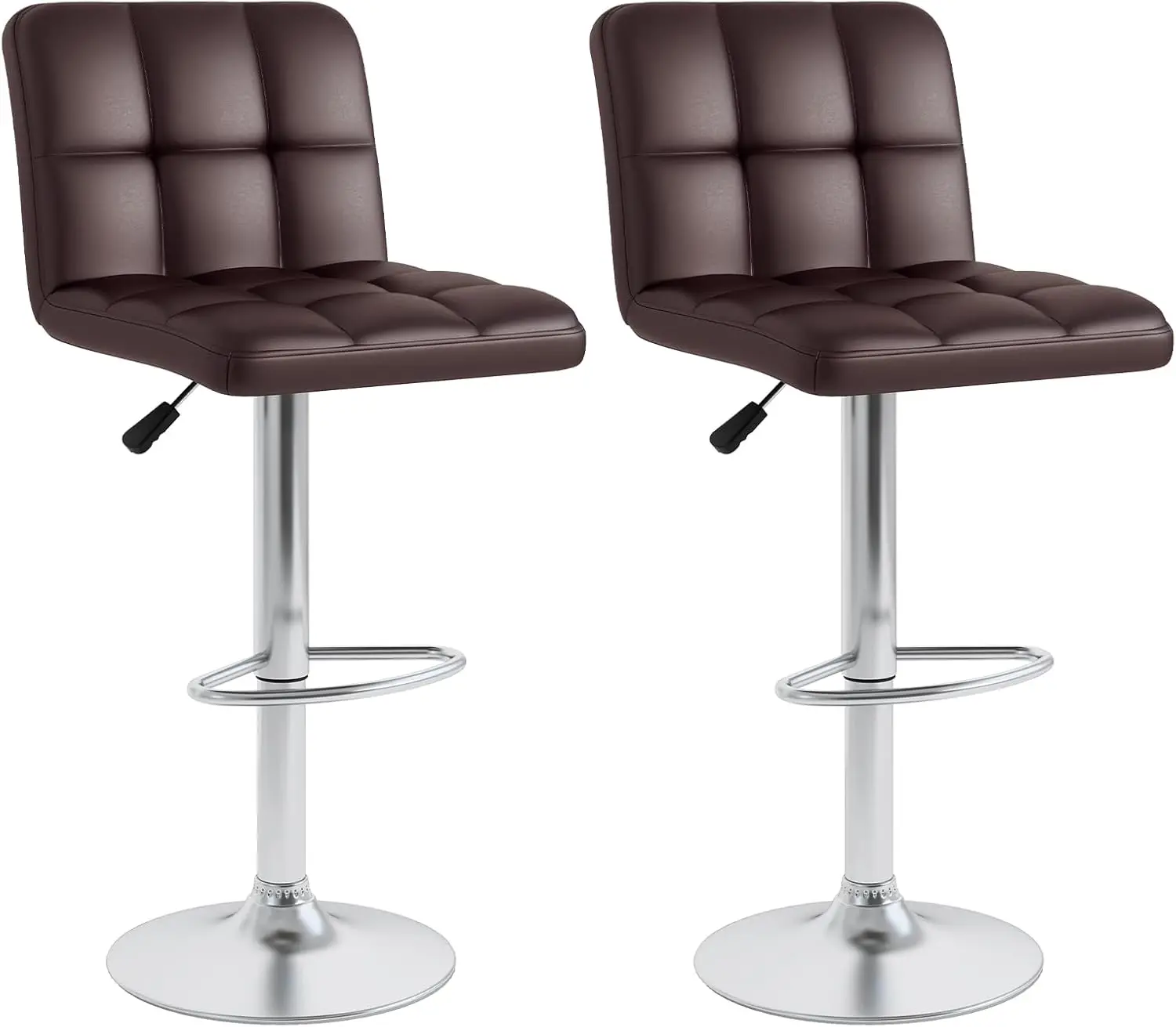 

Swivel Bar Stools Set Of 2, Upholstered Counter Height Bar Chairs With Back, Height Adjustable Pub Stools With Footrest, Modern