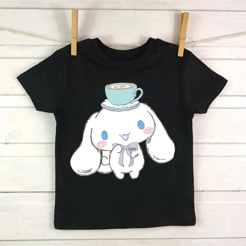 

2025 Anime Cinnamoroll Sanrio T Shirt Children's T-shirt Kawaii Tshirt Children Clothes Y2k Tee Shirt Kids Girls Boys Top