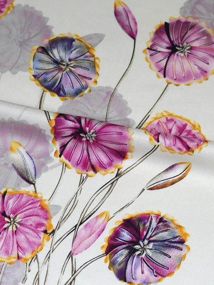 Thin Rayon Fabric Printed By The Meter for Dresses Skirts T-shirt Pants Diy Sewing Needlework Summer Cloth Soft Smooth Flower