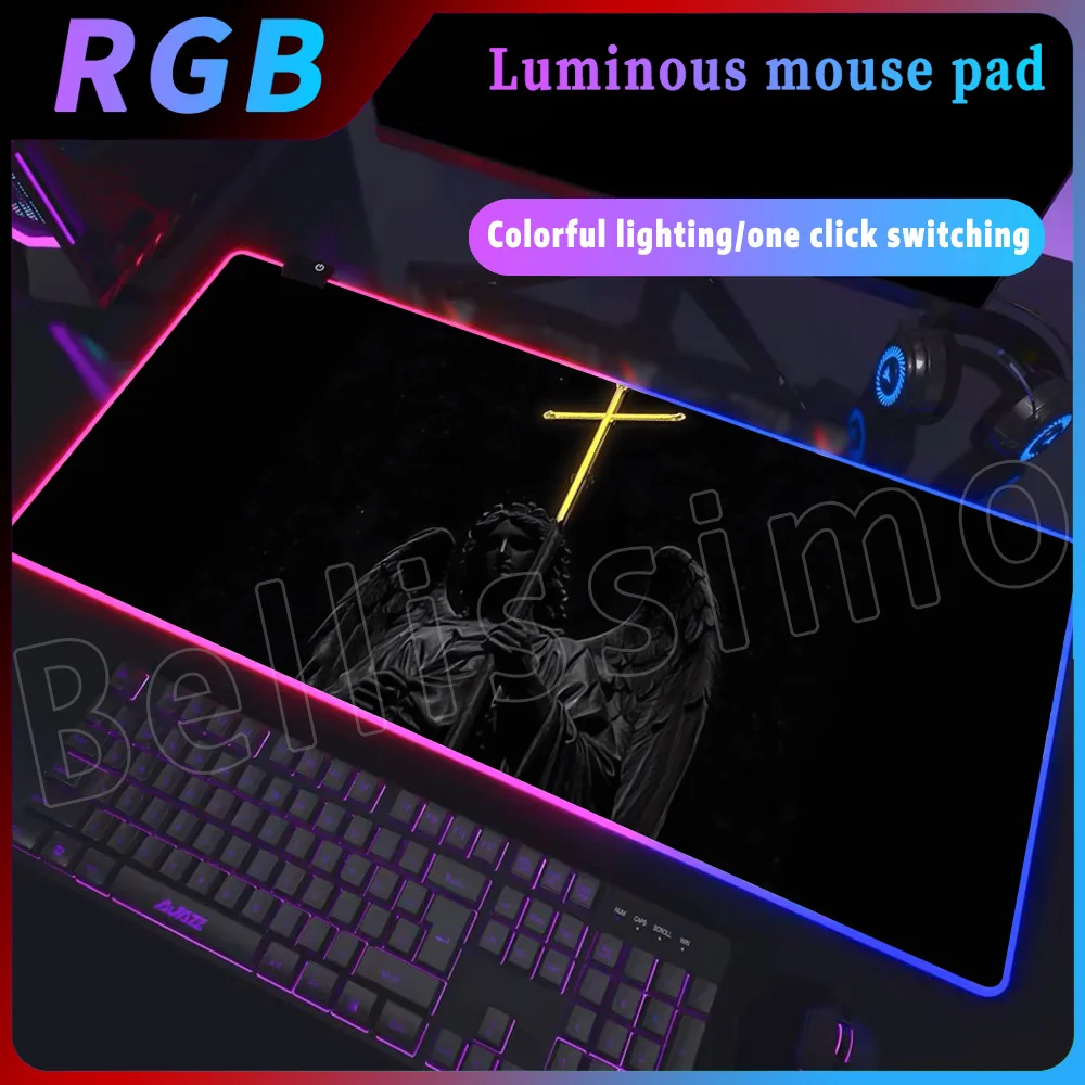 

Sculpture Mouse Pad Stone Statue RGB Large Gaming Computer Office Game Table Mats XXL Rubber Non-slip Long Keyboard PC Desk Pads