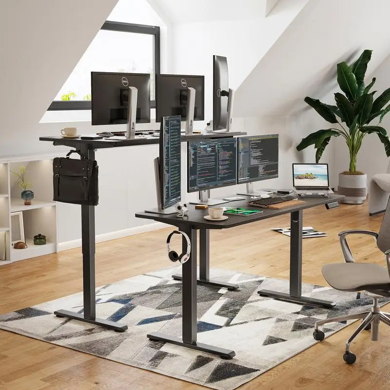 Scrivania da ufficio domestica con supporto per sedersi in altezza regolabile con pannello di giunzione