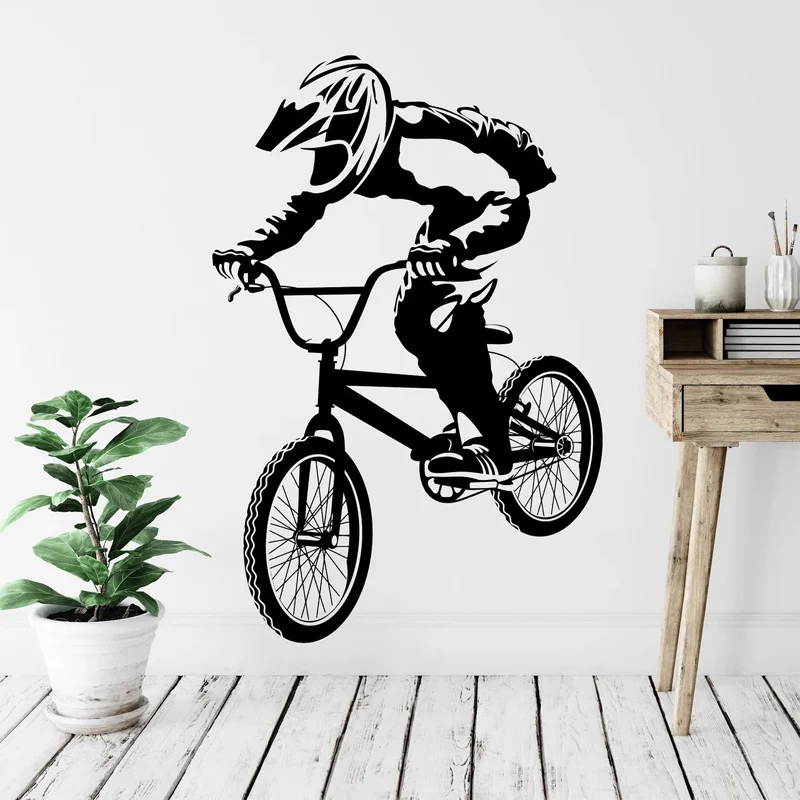 

Mountain Bike Sport Cyclist Bicycle Vinyl Wall Sticker Home Decor Boys Room Bedroom Downhill Bike Decals Removable Murals G037