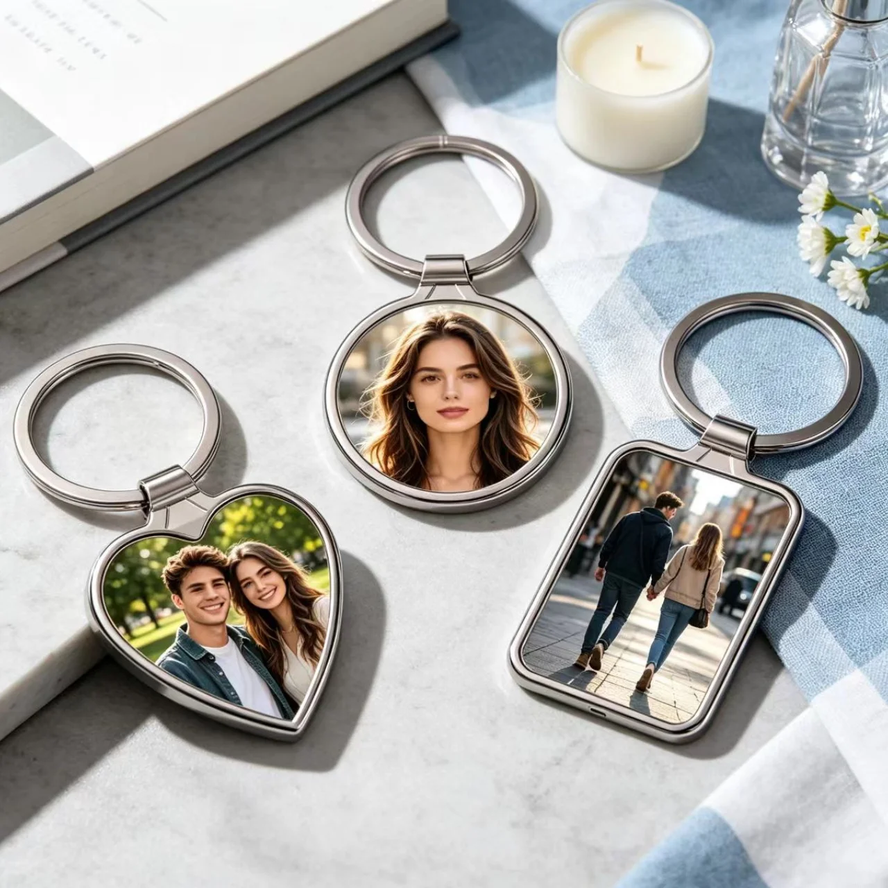 Custom photo metal keychain, personalized, unique and creative, can be used as a birthday ，anniversary or father's day gift gift