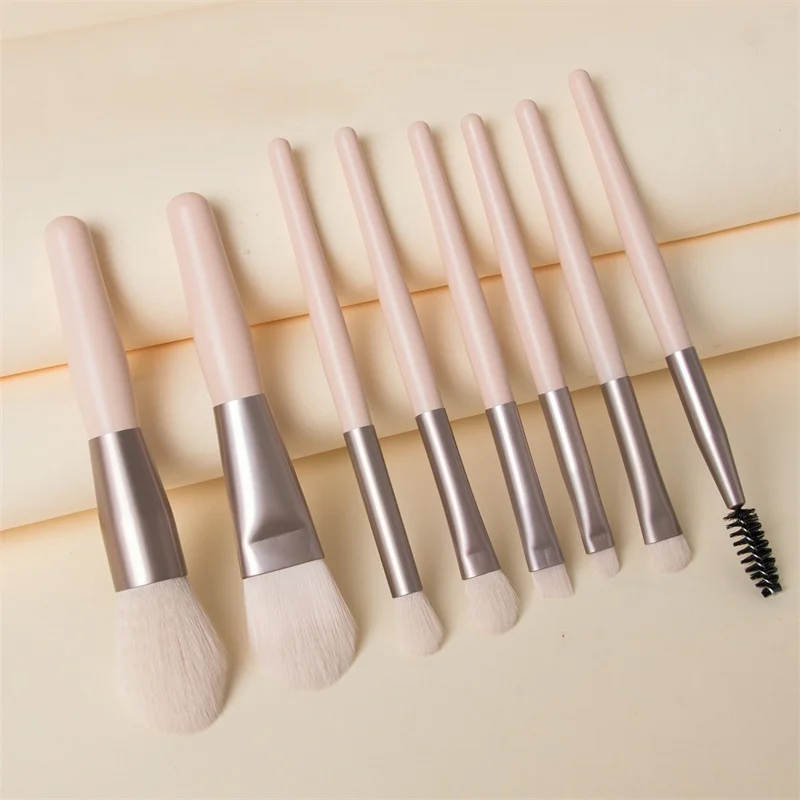 8pcs Mini Brush 8-Piece Makeup Bag Portable concealer powder brush set soft fur make-up tool