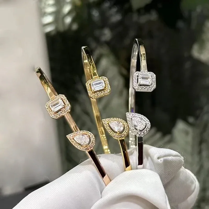 

MXK Hot Sale French Classic S925 Silver Water Drop Open Bracelet Women Fashion Luxury Jewelry Party Valentines DayExquisite Gift