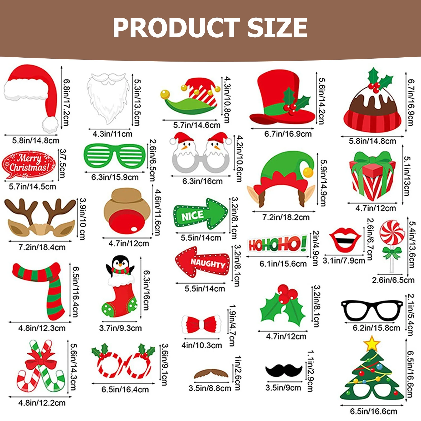 

32pcs Xmas Supplies Photo Decoration Hand Hold Photo Christmas Favors Xmas Party Picture Props Christmas Costume Accessories