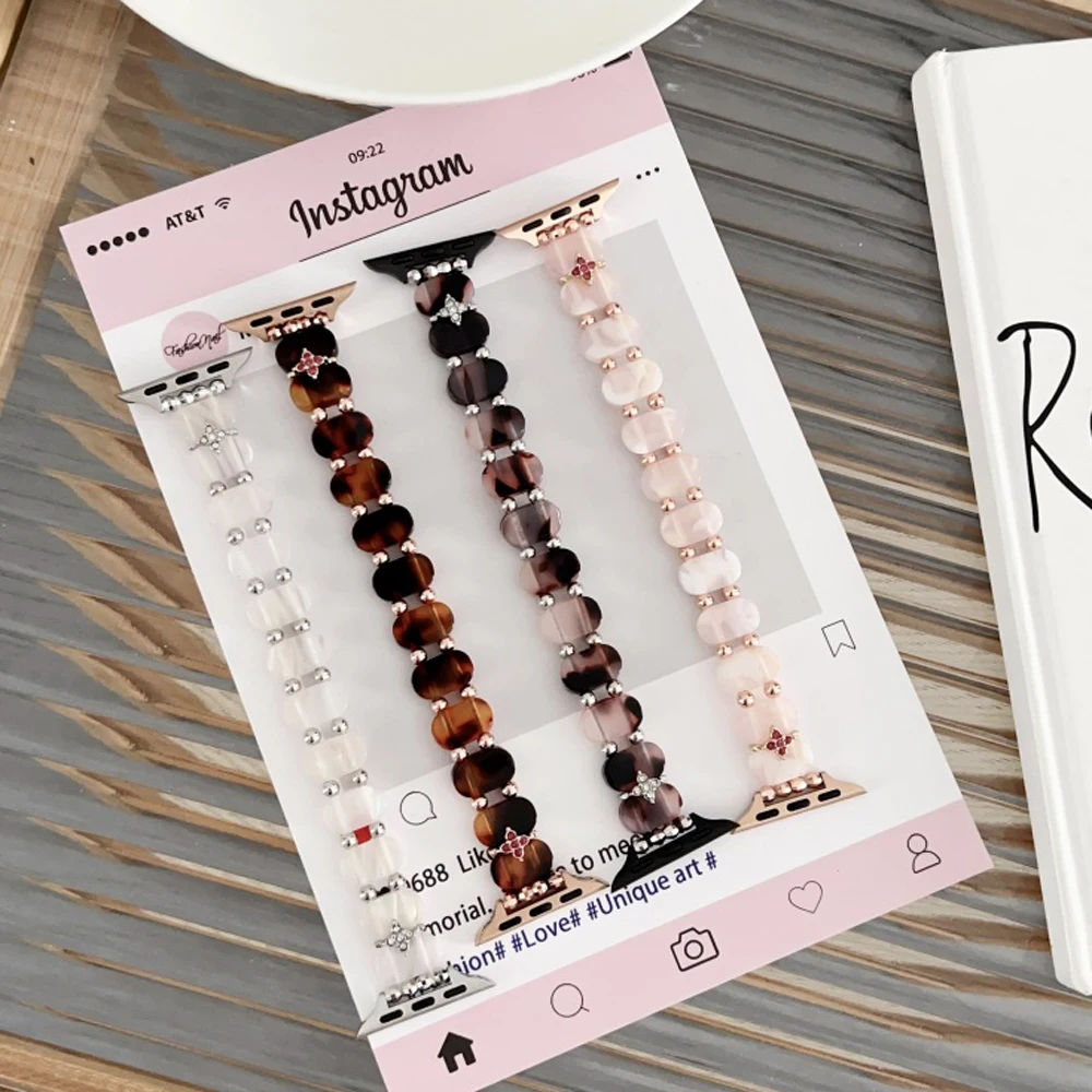 Elastic Resin Resin Strap For Apple Watch Band 10 9 8 7 6/SE/5  Ultra 49mm 44mm 45mm  41mm 42 46mm Slim glacier Link Bracelet