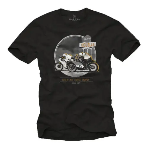 Vintage Motorrad Herren T-Shirt mit Tourist Trophy Biker - Männer Cafe Racer