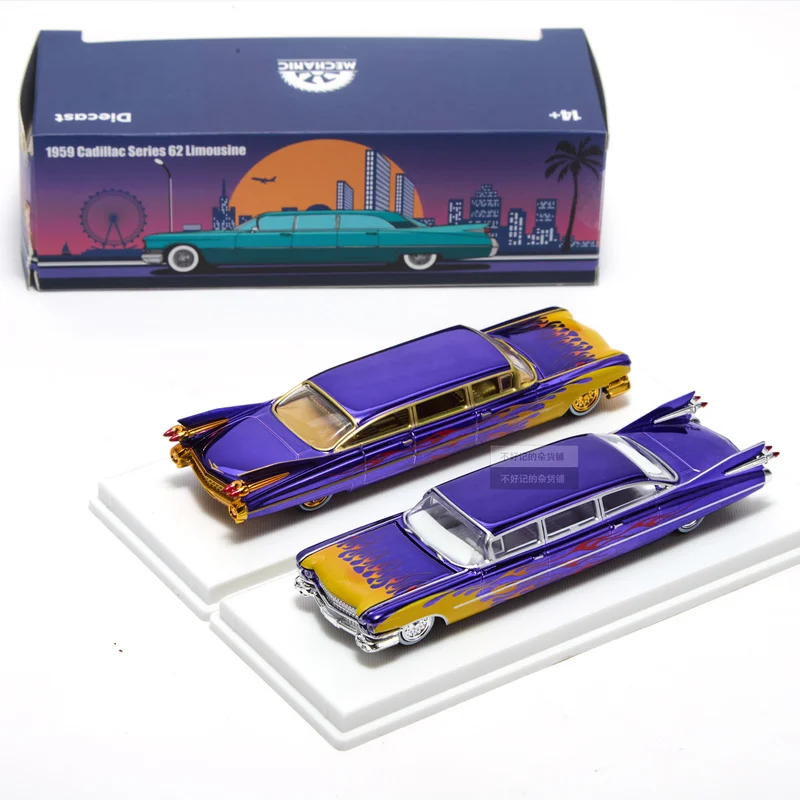 New In Stock Mechanic 1:64 Extended Cadillac Rocket Car Alloy Miniature Diecast Cadillac Ornaments Custom Toys Kids Gift