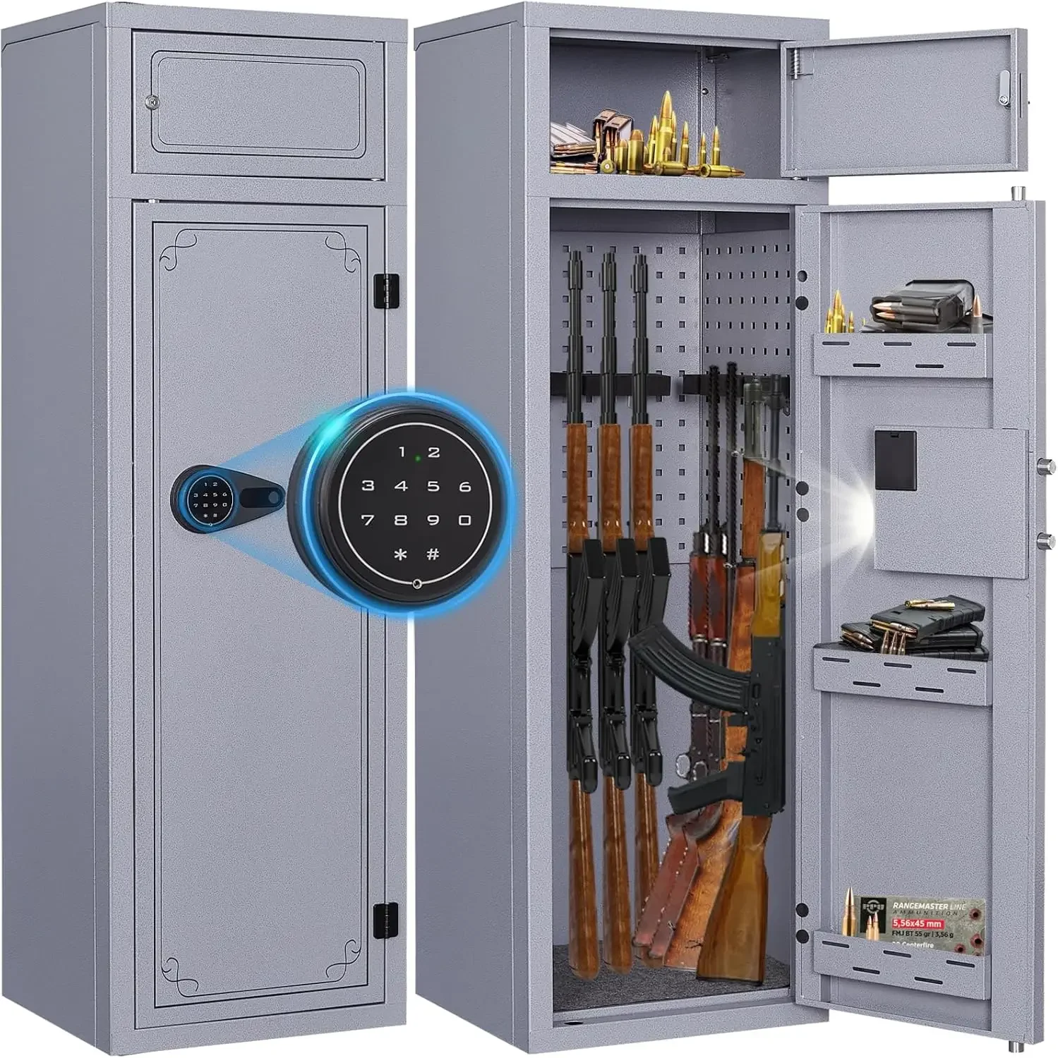 10-14 Gun Rifle Safe,Rifle Gun Safe for Shotguns,Large Gun Safe for Home Rifle and Pistols,LED Light(Unassembled)