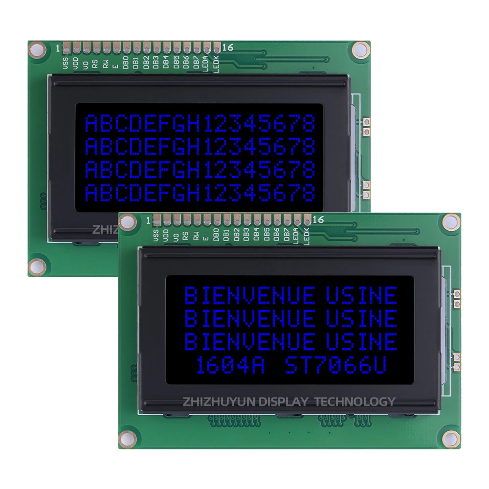 Stabile versorgung von 1604a europäischen zeichen lcd bildschirm btn schwarz film eisblau controller st7066u mehrsprachiges lcd modul