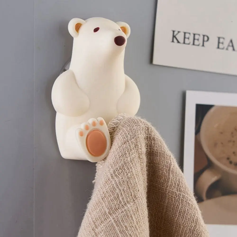 Super Adorable Polar Bear Toothbrush Holder Wall Mounted Suction Cup Racks Creative Perforation-free Bathroom Accessories