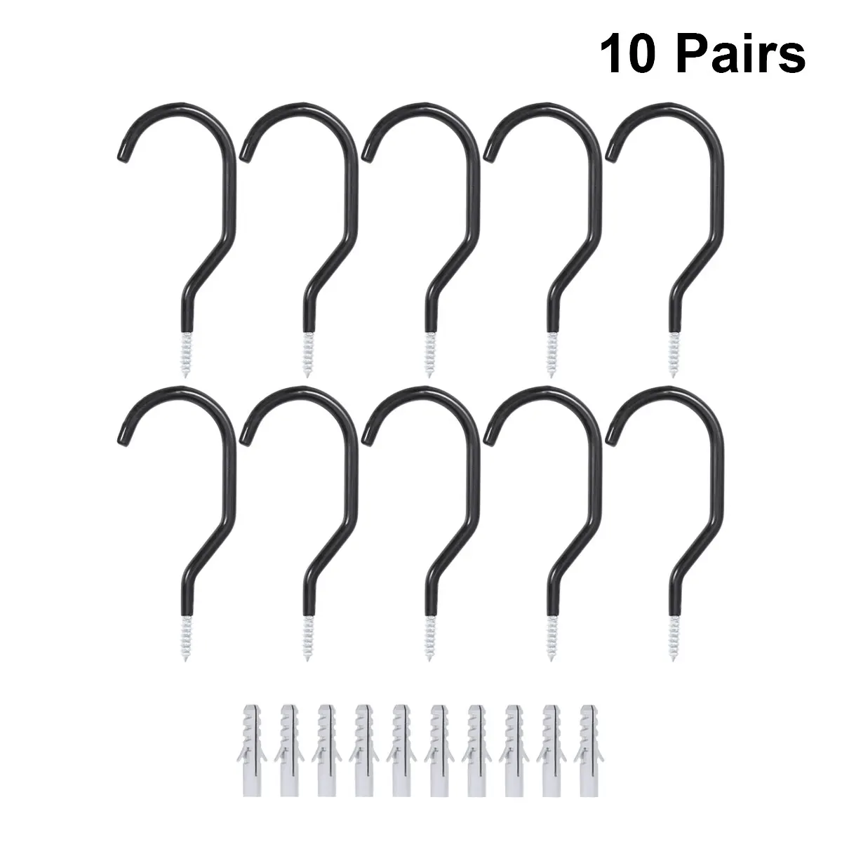 

10 pcs Hook Heavy Duty Steel Wall Mount Storage Hooks For Garage Ceiling With Bolts Non-Slip Bike Hanger Space Saving Vertical