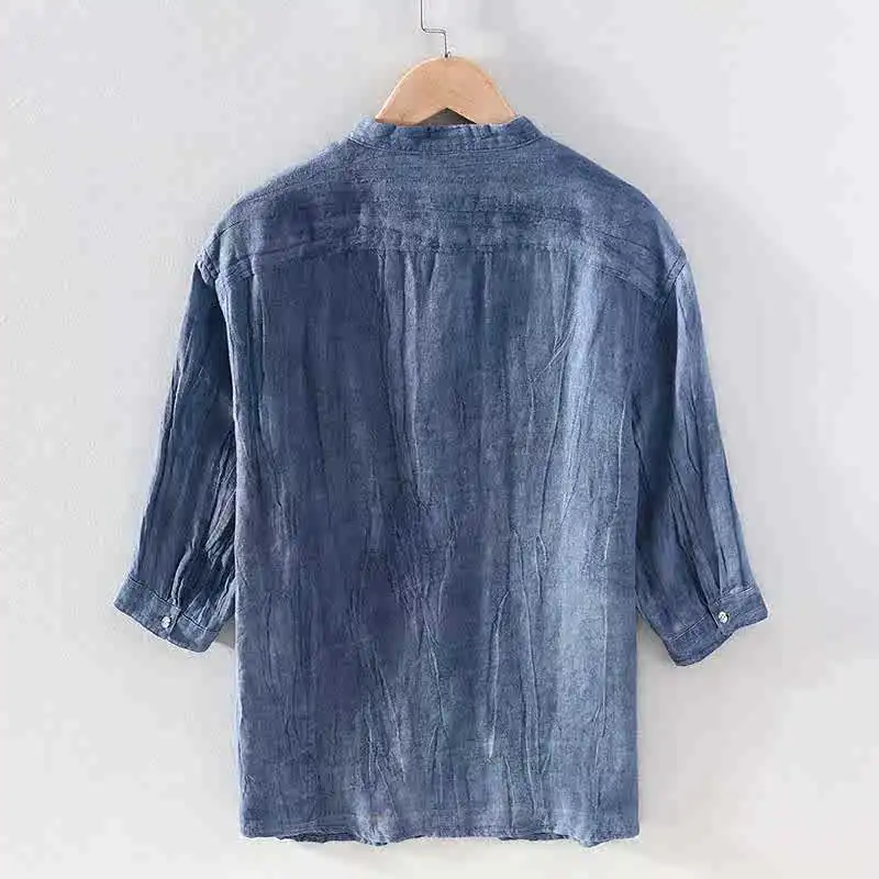 

Новый мужской воротник-стойка Midsv из чистого льна, летняя защита от солнца, прочный хлопок, 00% модель Thi