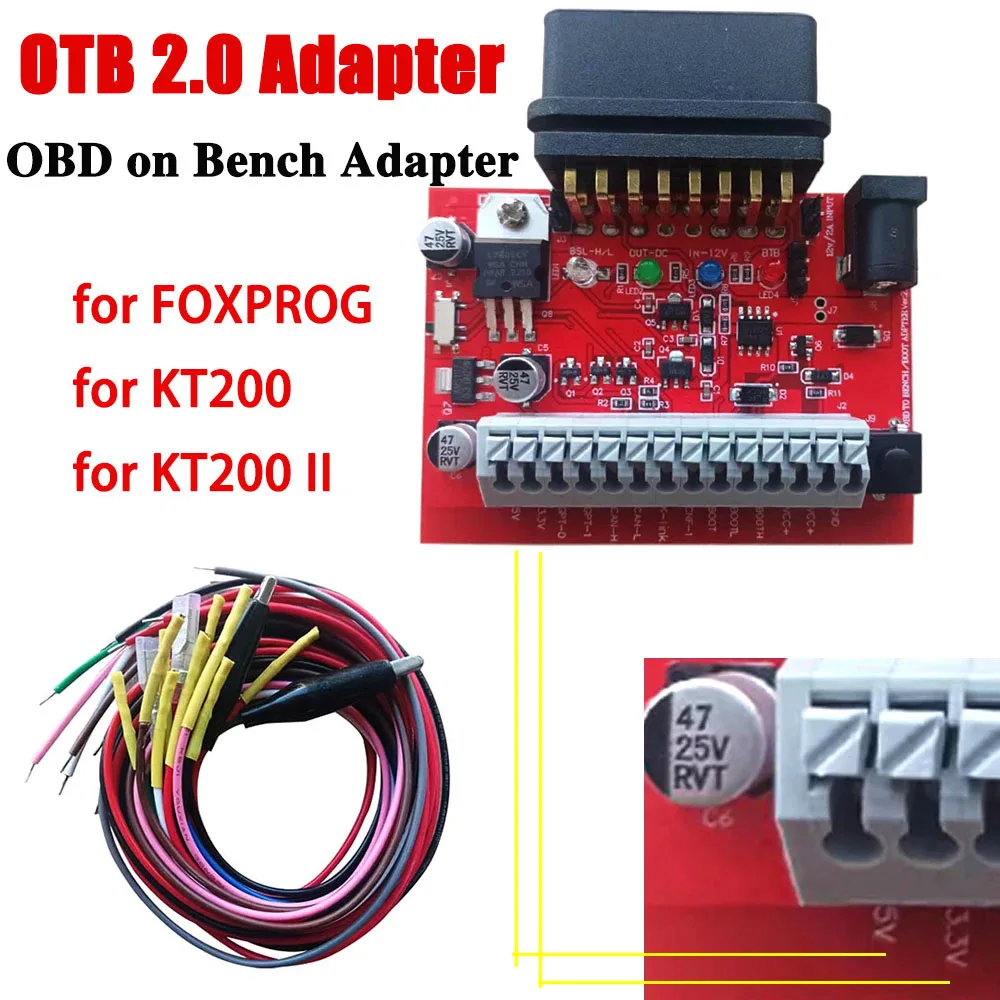 New OTB 2.0 Adapter OBD on Bench Adapter for KT200 KT200II for Foxprog Tagflash ECU Programmer Tool Upgraded Version of OTB 1.0