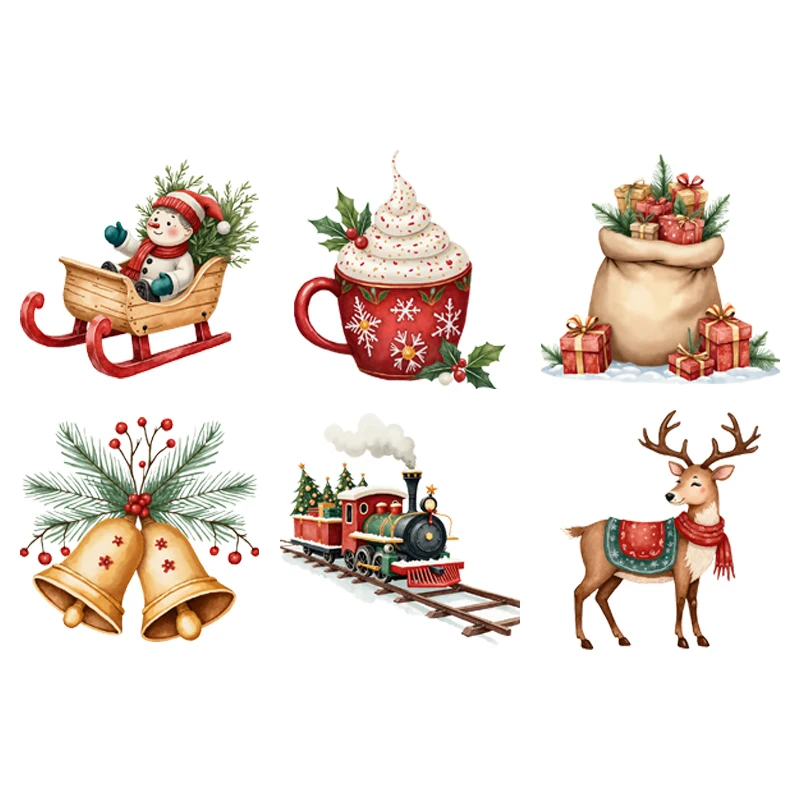 

Cute Christmas Iron On Patch deer Luling Dang Diy Tshirt Clothes Stickers Hoodies Heat Transfer Thermal Press Stickers best gift
