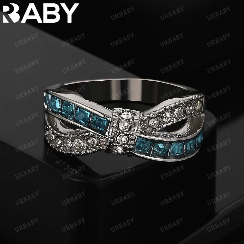 

URBABY 925 Sterling Silver Multi-color Zircon Ring For Women Fashion Jewelry Vintage Grace Charm Noble Party Birthday Gifts