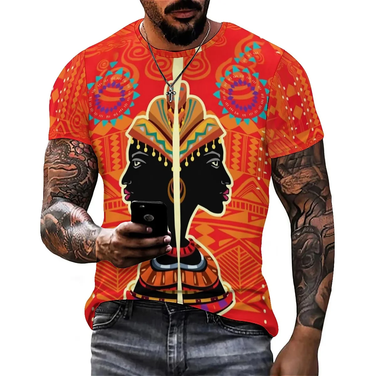 

Family Gathering Comfortable Clothing Men's 3D Printed Short-Sleeve T-Shirt - Youth Crew Neck Printed Top