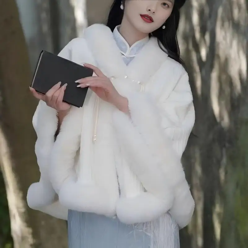 Dames namaakbontjas Pluizig namaakbont Modejas Lange mouw Revers Harige winterjassen Shaggy Parka Korte jas