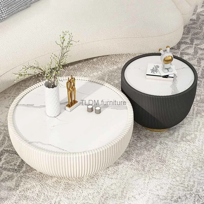 Minimalist Round Coffee Tables Living Room Luxury Premium Unique Coffee Tables Marble Effect Modern Mesa Auxiliar Home Furniture