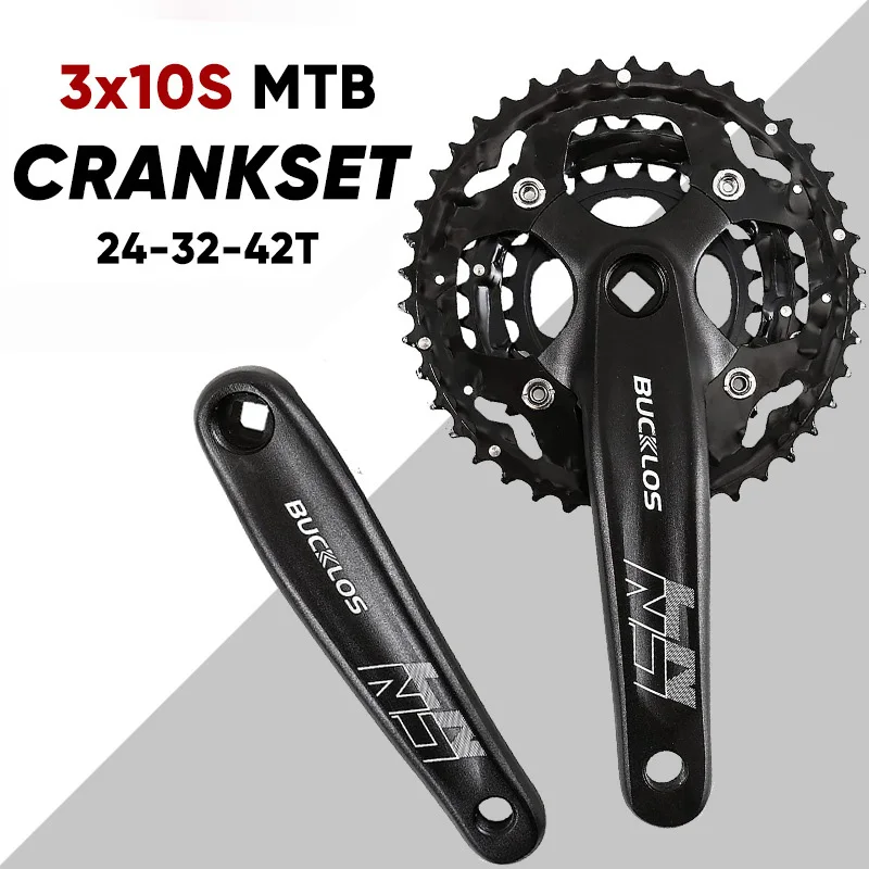 

Aluminum Alloy MTB Bike Crankset 64/104 BCD 24/32/42T Chainring Set Compatible 8/9/10/11 Speed For Mountain Road Cycling Parts